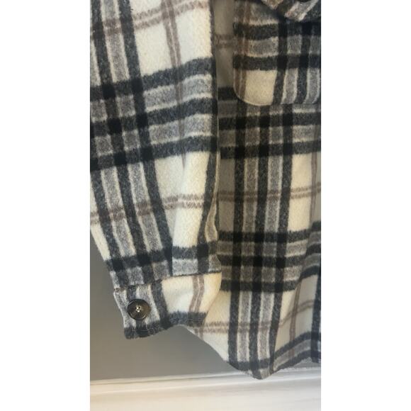 Davi & Dani Plaid Oversized Womens M Jacket Black Brown Ivory Buttons - Picture 7 of 8